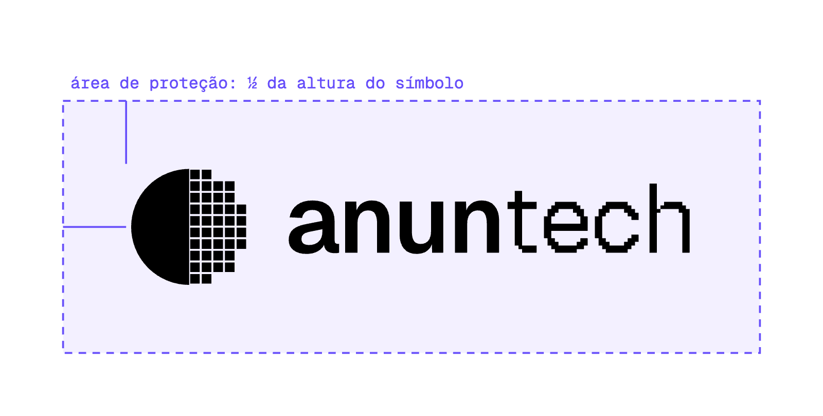 Área de proteção do logotipo: espaço livre de meia altura do símbolo em volta